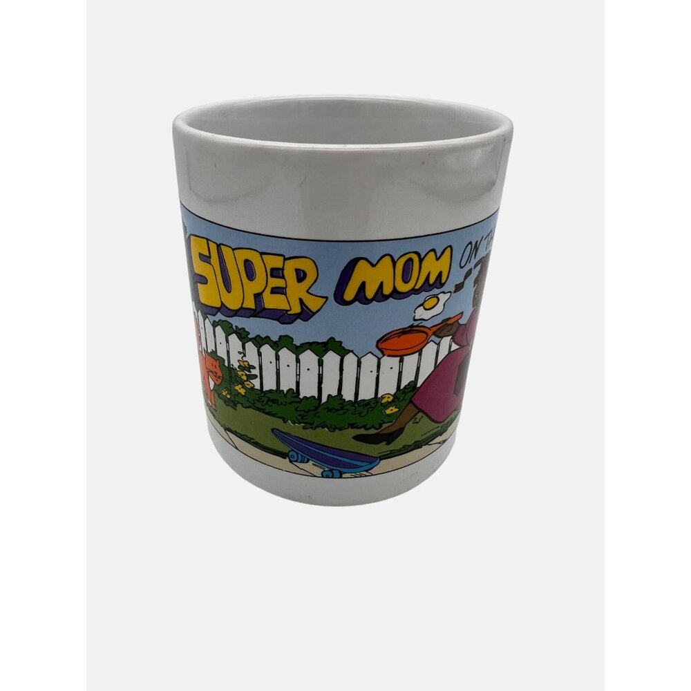 Avon "Super Mom On The Go" Coffee Mug 3.75” Ceramic Retro Comic Design Thailand